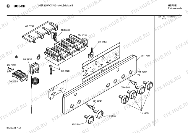 Взрыв-схема плиты (духовки) Bosch HEP225ACC - Схема узла 02