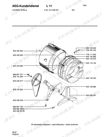 Взрыв-схема стиральной машины Aeg L6755 - Схема узла Tub and drum