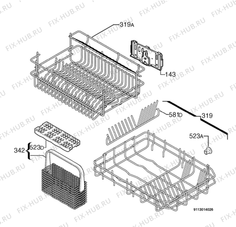 Взрыв-схема посудомоечной машины Rex Electrolux TT0105E - Схема узла Basket 160