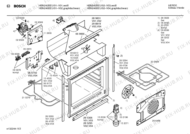Схема №1 HBN222BAU с изображением Панель управления для плиты (духовки) Bosch 00296314