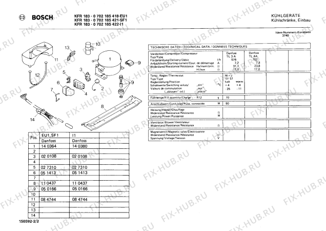Взрыв-схема холодильника Bosch 0702185421 KFR183 - Схема узла 02