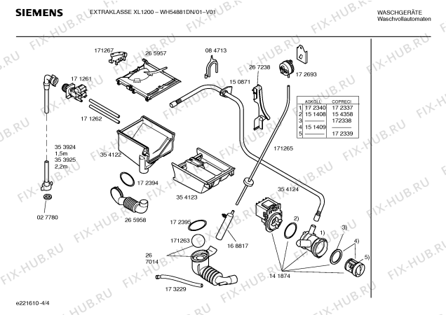 Схема №2 WH54881DN EXTRAKLASSE XL 1200 с изображением Инструкция по установке и эксплуатации для стиралки Siemens 00526788