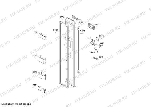 Взрыв-схема холодильника Bosch KAD90VI30 Side by side IWD - Схема узла 02