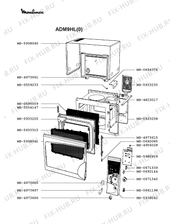 Взрыв-схема микроволновой печи Moulinex ADM9HL(0) - Схема узла QP002061.8P2