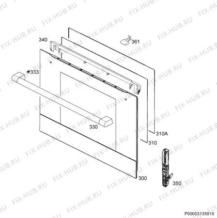 Взрыв-схема плиты (духовки) Ikea SMAKSAK 60411857 - Схема узла Door