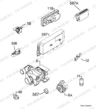 Взрыв-схема посудомоечной машины Husqvarna Electrolux QB6061I - Схема узла Electrical equipment 268