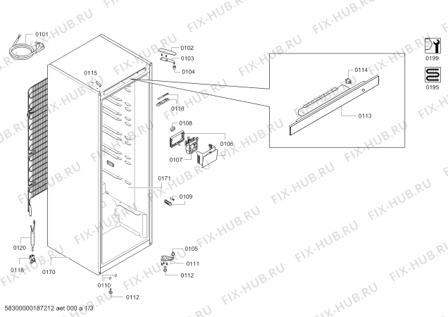 Схема №1 3FC1661P с изображением Модуль управления, незапрограммированный для холодильника Bosch 00741054