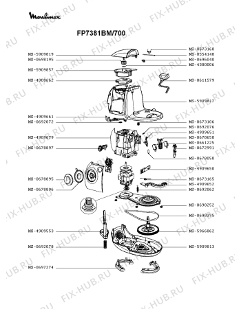 Взрыв-схема кухонного комбайна Moulinex FP7381BM/700 - Схема узла 6P004029.0P3