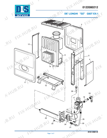 Схема №1 G 95T с изображением Подрешетка для ветродува DELONGHI 707417