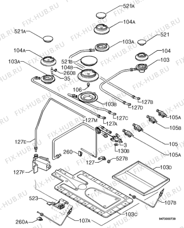 Взрыв-схема плиты (духовки) Electrolux EK5701GR - Схема узла Functional parts 267