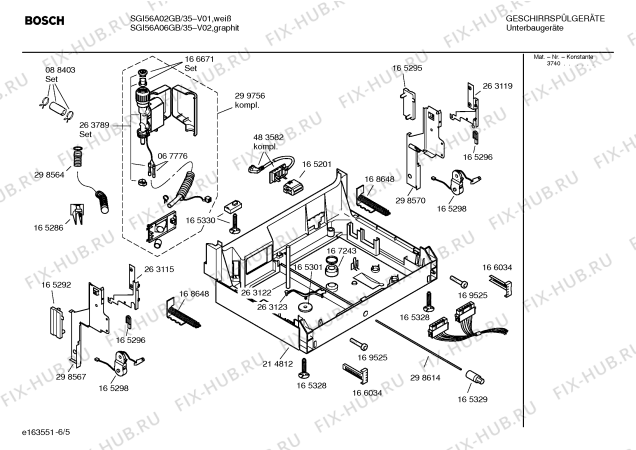 Взрыв-схема посудомоечной машины Bosch SGI56A02GB - Схема узла 05