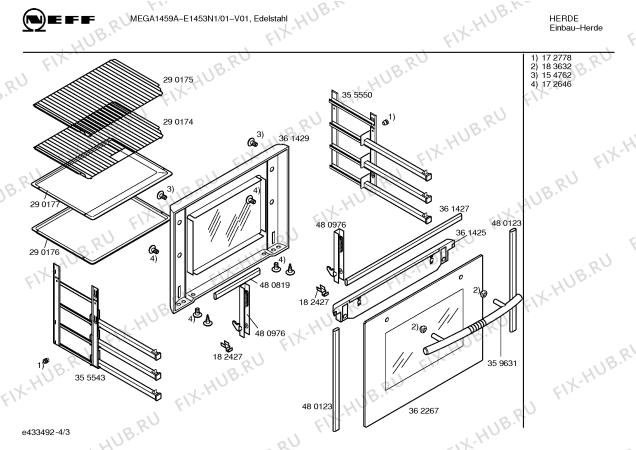 Взрыв-схема плиты (духовки) Neff E1453N1 MEGA1459A - Схема узла 03