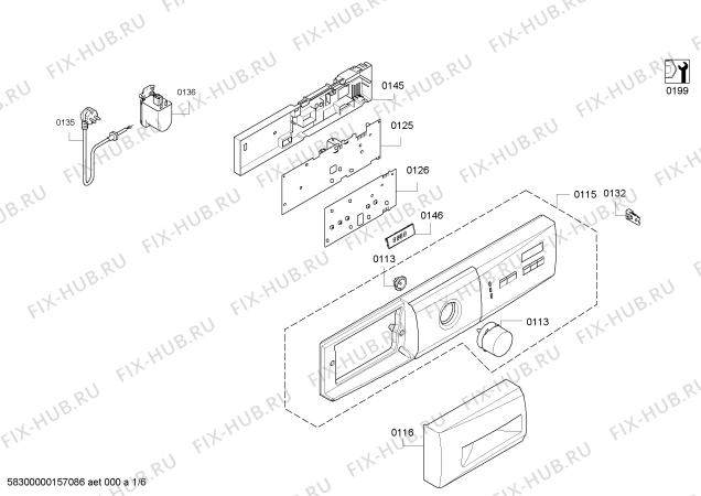 Схема №2 CWF14E43 с изображением Панель управления для стиралки Bosch 00705807