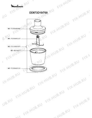 Взрыв-схема блендера (миксера) Moulinex DD873D10/700 - Схема узла 4P005321.2P2