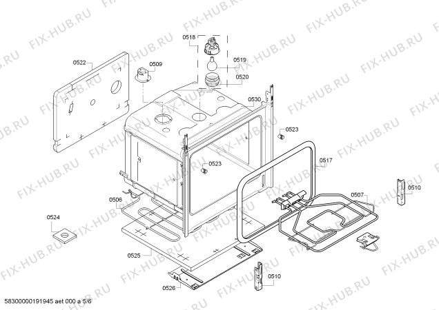 Взрыв-схема плиты (духовки) Bosch HCA744250R - Схема узла 05