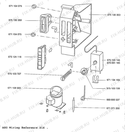 Взрыв-схема холодильника Aeg A1302-4E - Схема узла Electrical equipment 268