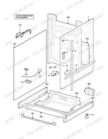 Взрыв-схема плиты (духовки) Parkinson Cowan SIG454BKL - Схема узла H10 Outer Frame