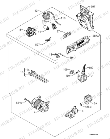 Взрыв-схема стиральной машины Rex Electrolux RJ120 - Схема узла Electrical equipment 268