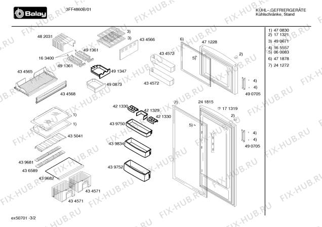 Взрыв-схема холодильника Balay 3FF4860B - Схема узла 02