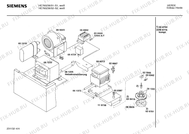 Взрыв-схема плиты (духовки) Siemens HE760236 - Схема узла 04