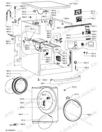 Схема №1 AWOE 1410 с изображением Обшивка для стиральной машины Whirlpool 481010404297