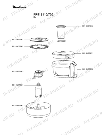 Взрыв-схема кухонного комбайна Moulinex FP512110/700 - Схема узла QP004700.6P2