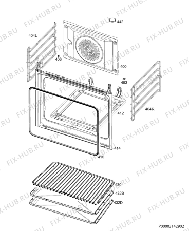 Взрыв-схема плиты (духовки) Zanussi ZOP37903XU - Схема узла Oven