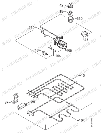 Взрыв-схема плиты (духовки) Zanussi Z67BES - Схема узла Electrical equipment 268