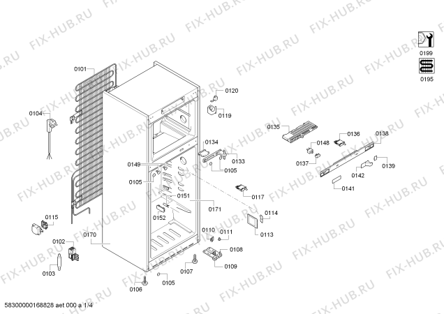 Схема №1 KDN46AW22 KDN с изображением Дверь для холодильной камеры Bosch 00711375