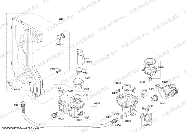 Взрыв-схема посудомоечной машины Bosch SMI90E15NL - Схема узла 04