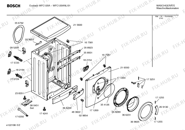 Схема №1 WFC120ANL EXCLUSUIV WFC120A с изображением Инструкция по установке и эксплуатации для стиральной машины Bosch 00582606