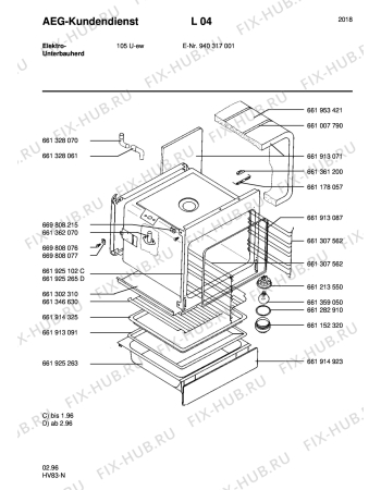 Взрыв-схема плиты (духовки) Aeg COMPETENCE 105U-W - Схема узла Section1