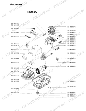 Взрыв-схема пылесоса Rowenta RS160A - Схема узла RS160A__.ES1