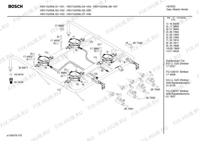 Схема №3 HSV152ANL, Bosch с изображением Шарнир крышки для духового шкафа Bosch 00189051
