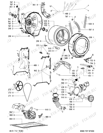 Взрыв-схема стиральной машины Kitchen Aid 707 WT/WT - Схема узла