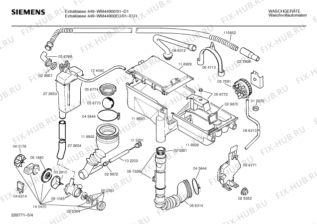 Схема №1 WM44900EU EXTRAKLASSE 449 с изображением Инструкция по эксплуатации для стиралки Siemens 00516173