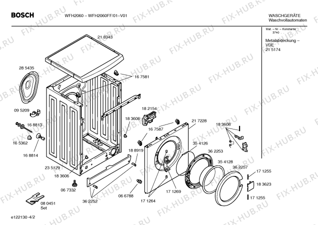 Схема №2 WFH2060FF Bosch WFH2060 с изображением Панель управления для стиральной машины Bosch 00367079