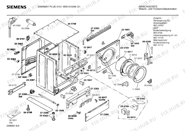 Взрыв-схема стиральной машины Siemens WI51510 SIWAMAT PLUS 5151 - Схема узла 02