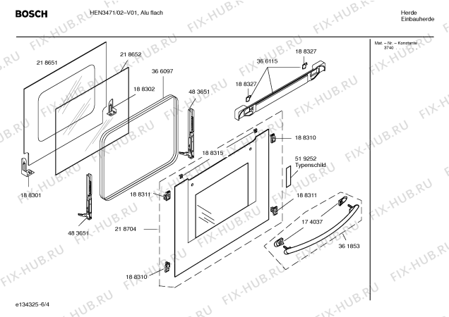 Схема №1 HEN3471 Bosch с изображением Инструкция по эксплуатации для электропечи Bosch 00580890