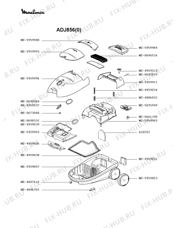 Взрыв-схема пылесоса Moulinex ADJ856(0) - Схема узла RP002277.9P2