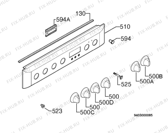 Взрыв-схема плиты (духовки) Electrolux FEH60G3100 - Схема узла Command panel 037