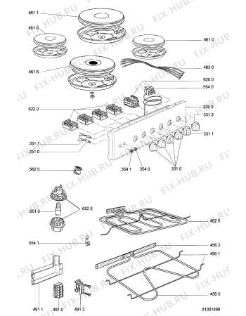 Схема №1 S 4505/2 с изображением Обшивка для плиты (духовки) Whirlpool 481245248173