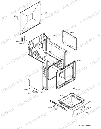 Взрыв-схема плиты (духовки) Electrolux EKM600301W - Схема узла Housing 001