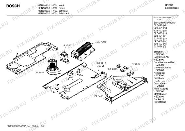 Взрыв-схема плиты (духовки) Bosch HBN6860 - Схема узла 02