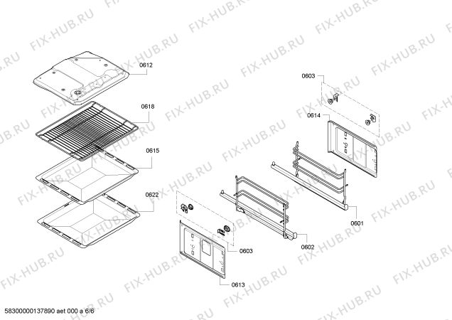Взрыв-схема плиты (духовки) Bosch HBC53R550 - Схема узла 06