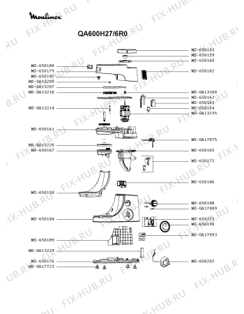 Схема №1 QA601H32/6R0 с изображением Часть корпуса для кухонного комбайна Moulinex MS-650184