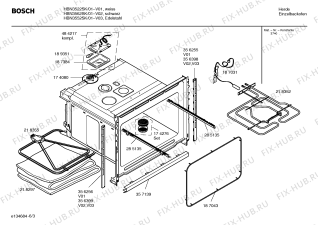Взрыв-схема плиты (духовки) Bosch HBN3522SK - Схема узла 03