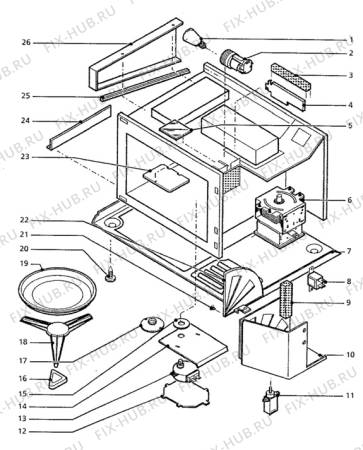 Взрыв-схема микроволновой печи Zanussi MCE975 - Схема узла Oven body