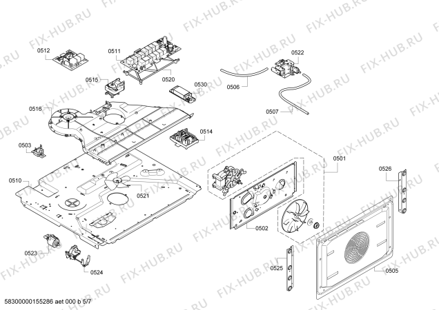 Схема №1 B46C74N3 с изображением Дюза для плиты (духовки) Bosch 00622496