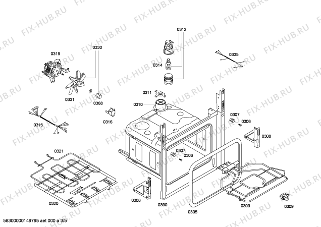 Взрыв-схема плиты (духовки) Bosch HEV43S351 Horno.BO.poliv.2d.B3.E0_CIF.pt_bsc.inox - Схема узла 03